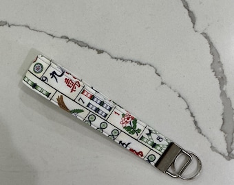 Handmade Mahjong Fabric Wristlet Keychain