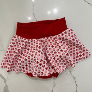 Bullseye Skirted Bummies,  Infant Skirted Bummies, Infant Shorts, Highwaisted Bummies, Baby Bummies, Skirted Diaper Cover,