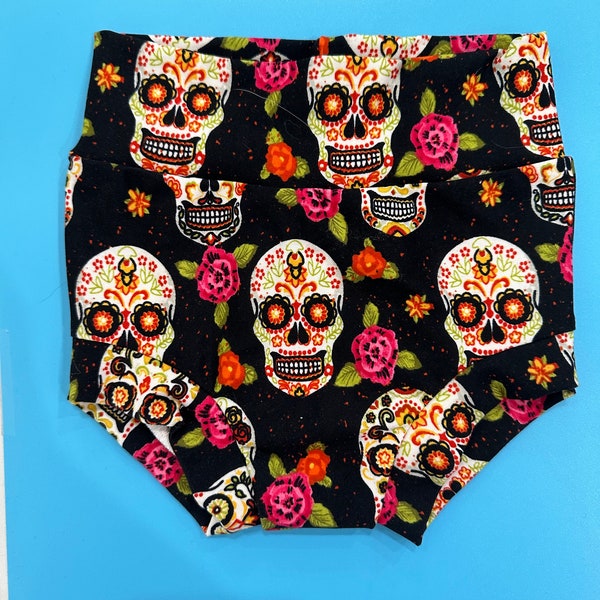 Skull Baby Bummies, Halloween Bummies, Infant Bummies, Infant Shorts, Highwaisted Bummies, Baby Bummies