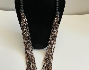 Vintage Black Brown Neutral 18 inch Necklace