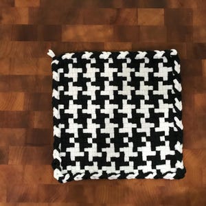 Skillet and White  -  XL Woven 100% Cotton Loop Potholder,  Eco-Friendly.