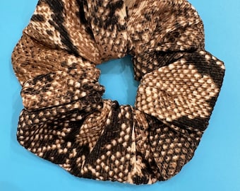 Snake print Scrunchie, Rib Knit Scrunchie, Soft Scrunchie, Handmade Scrunchie, XL Scrunchie, 90s Hair Accessory