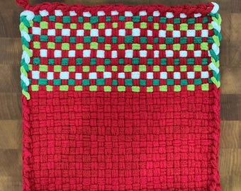 Erdbeerfelder -Handgewebter bunter XL-Topflappen/Untersetzer aus 100% Baumwolle, Pro-Size, umweltfreundlich, Küchendekoration