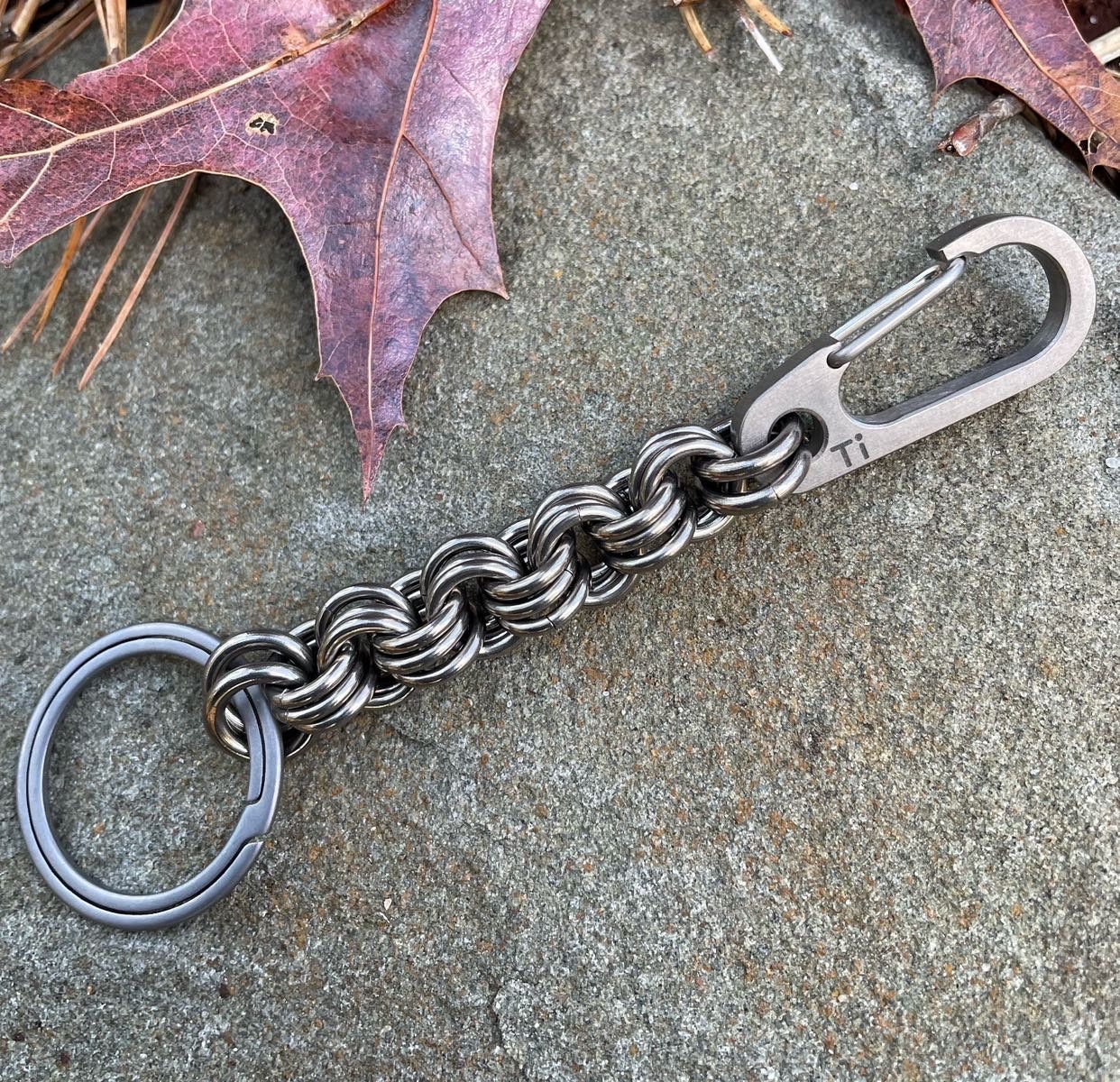 Titanium Flexible Minimalist Keychain, Solid Titanium Carabiner, Key Fob, Key Ring, Key Clip