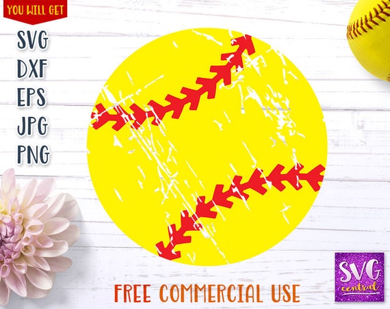 Softball Svg Grunge Softball Svg Distressed Softball Svg Etsy