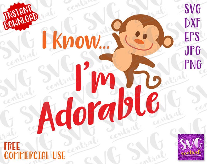 Download Clip Art Art Collectibles Monkey Svg Cut File Svg I M Adorable Svg Onesie Cut File Silhouette Monkey Svg Cut File Chimp Svg Monkey Onesie Onesie Svg Baby
