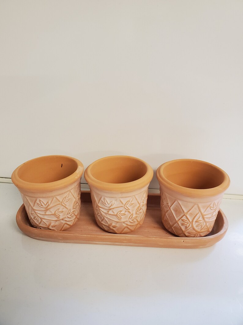 With Saucer Lattice Terra Cotta Pot set of 3 pcs