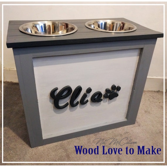 Personalised Raised Dog Feeder Pet Feeding Station Raised Etsy