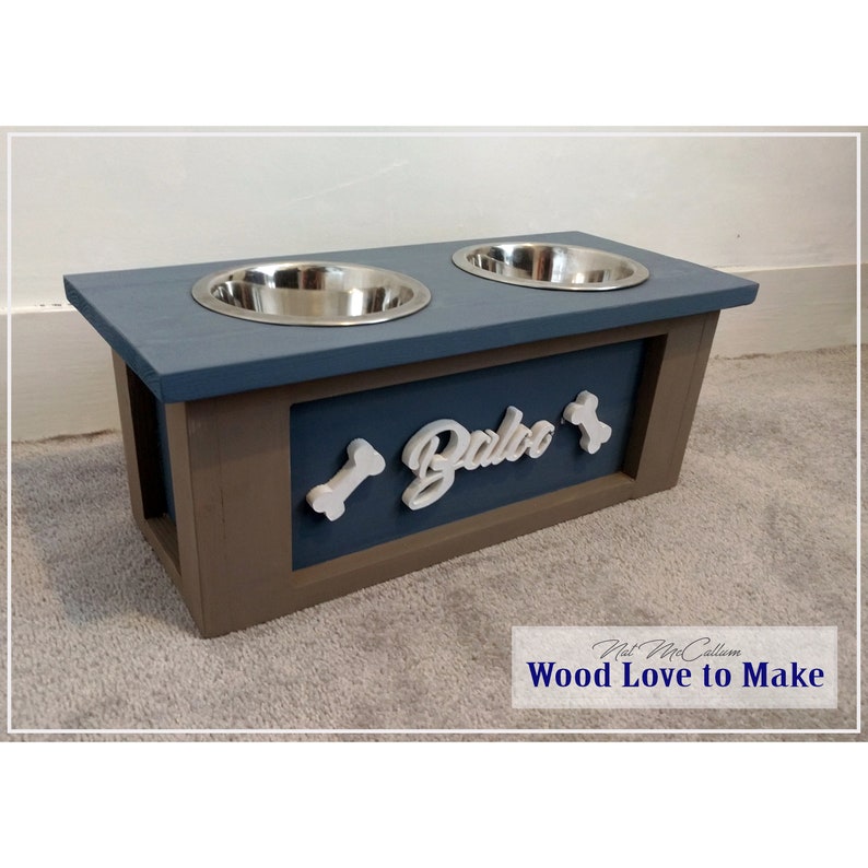 Personalised Raised Dog Feeder Pet Feeding Station Raised Etsy