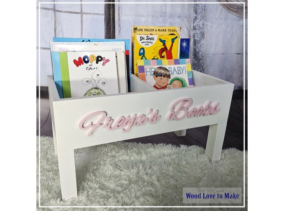Children s Pink Book Storage Bin Personalised Toy Storage Book Box