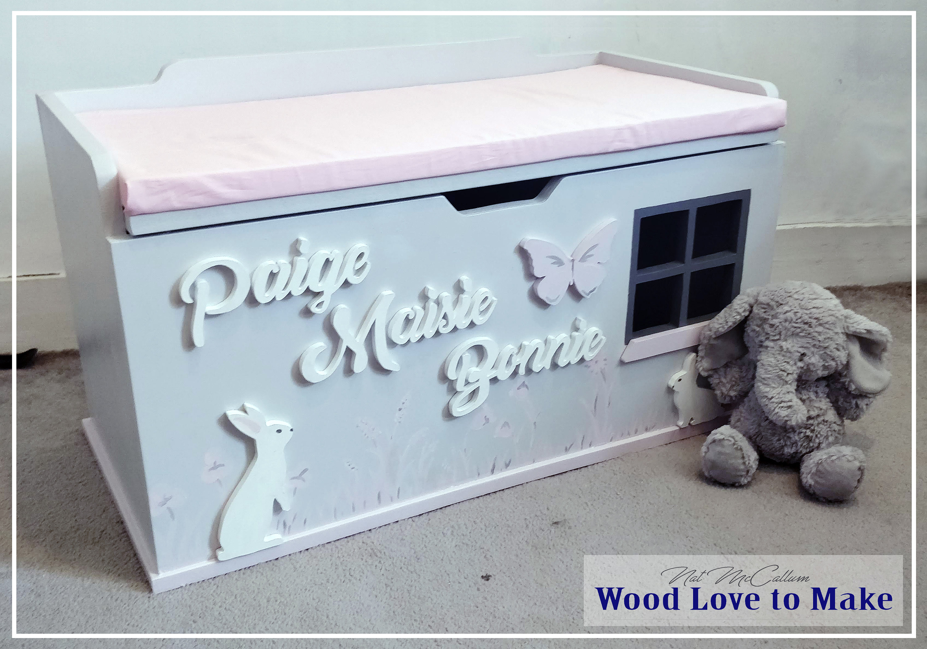 Large Personalised Toy Box XL Wooden Seated Toy Chest Pink Etsy UK