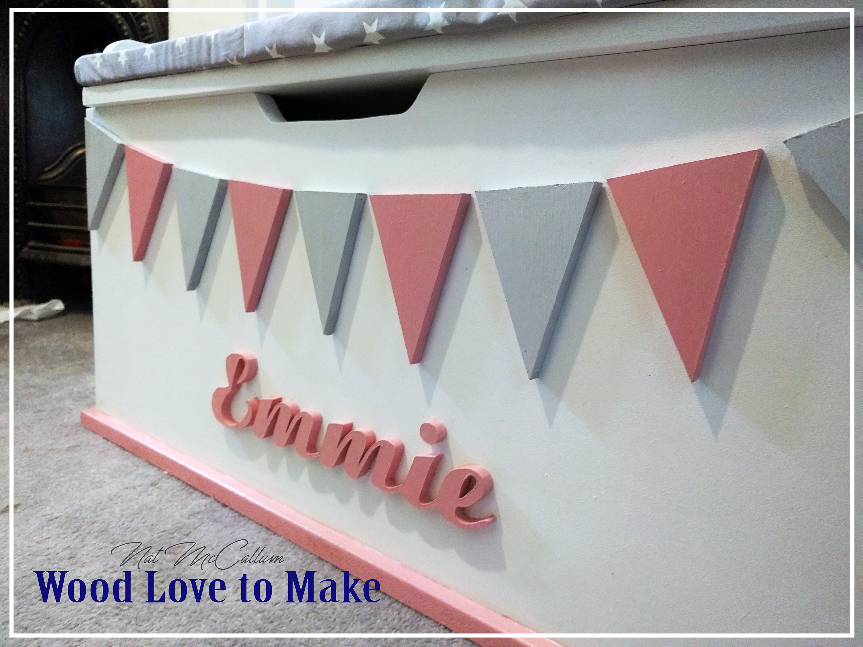 Extra Large Personalised Wooden Toy Box With Seat Bunting Etsy UK