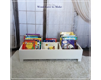 White Book Storage Bin - Toy Storage - Book Box Nursery Book Shelf - Large Personalised Bookcase - WHITE INSIDE/OUTSIDE