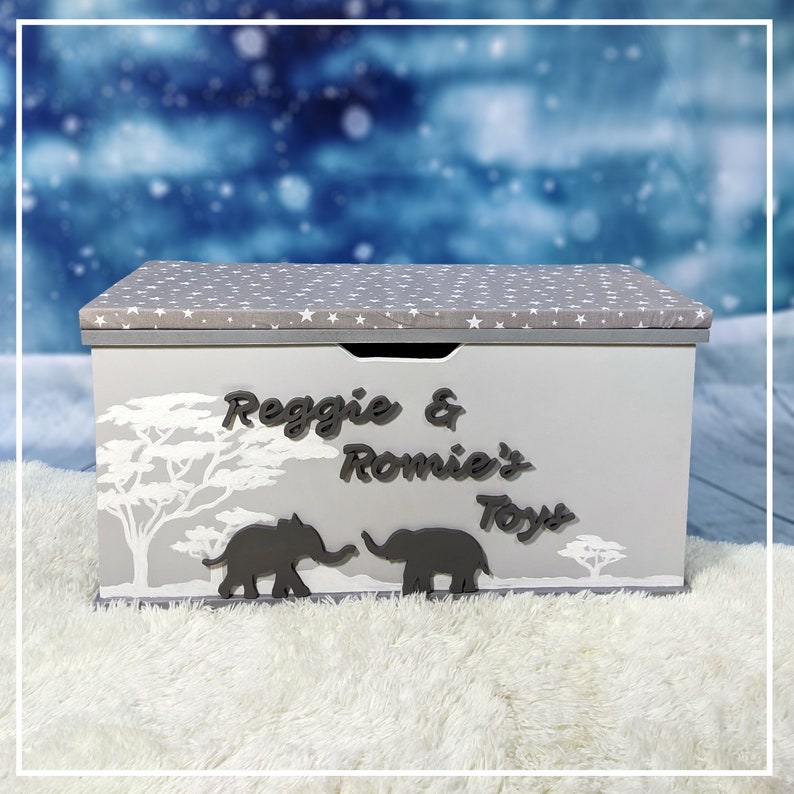 Zoo Safari Personalised Large Wooden Toy Box Soft Close Lid Etsy