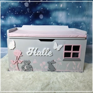 Large Personalised Toy Box, XL Wooden Seated Toy Chest, Pink Toybox, Bespoke Toy Storage, Wooden Toybox, Children's Storage Funirture image 7