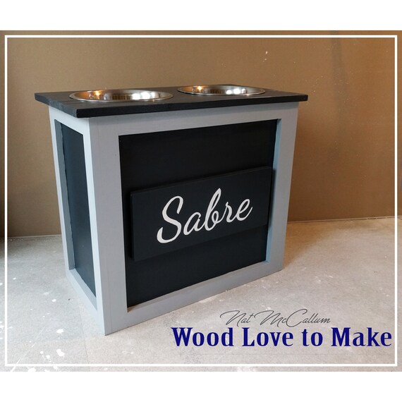 Personalised Raised Dog Feeder Pet Feeding Station Raised Etsy
