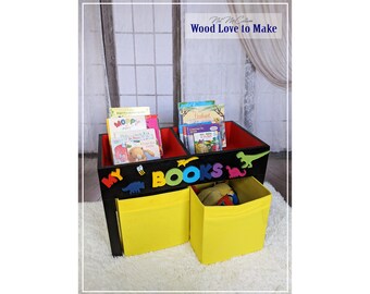 Estuche para libros para niños con espacio para almacenamiento - Animal BookBin - Dinosaur Book Storage - Custom Design Book Shelf