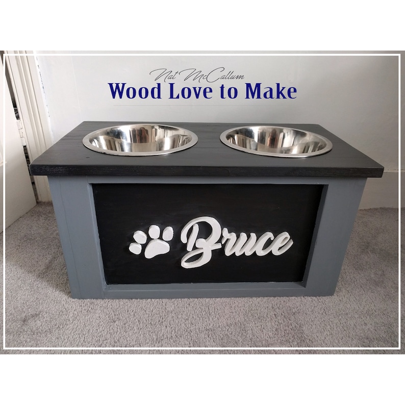 Personalised Raised Dog Feeder Pet Feeding Station Raised Etsy