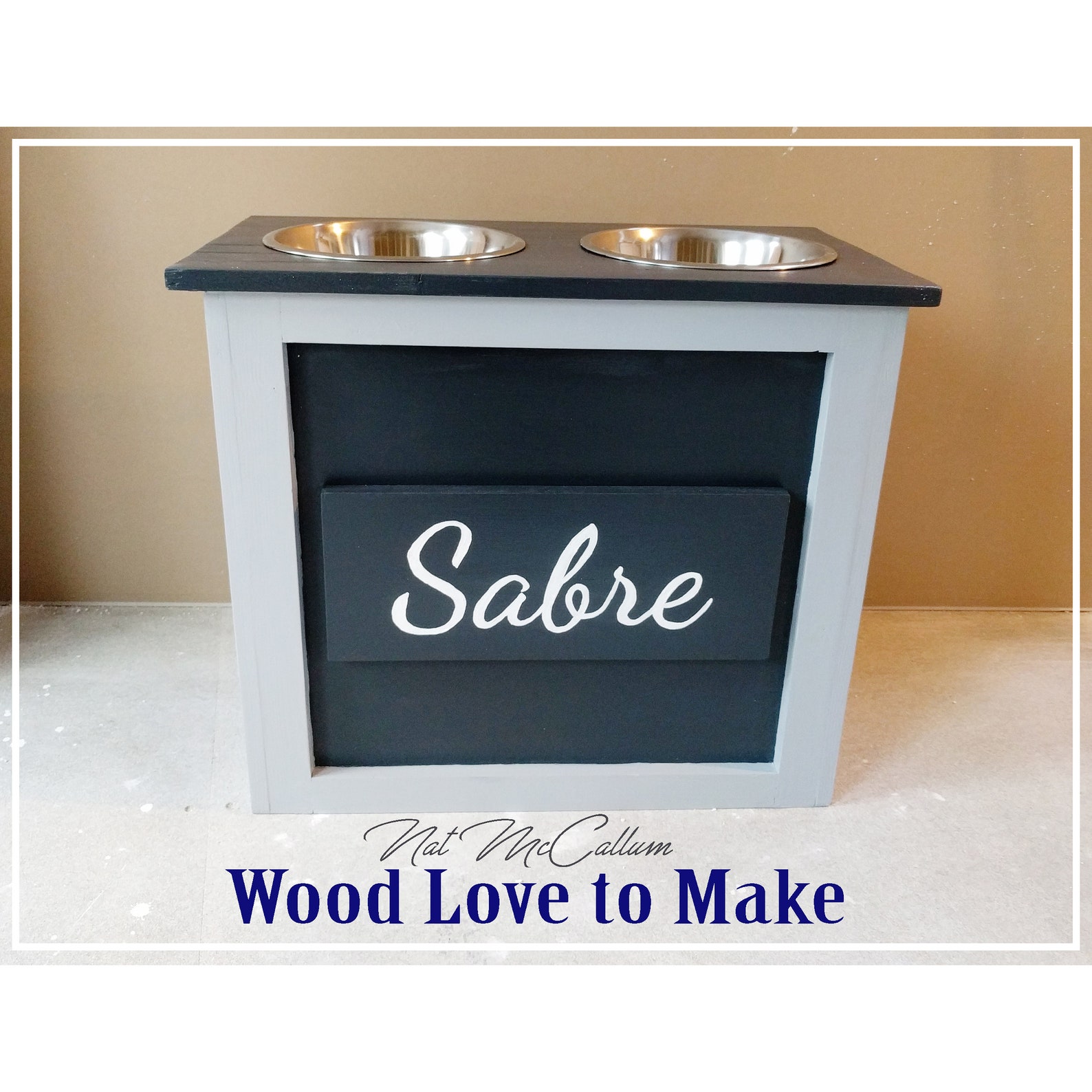 Personalised Raised Dog Feeder Pet Feeding Station Raised Etsy UK