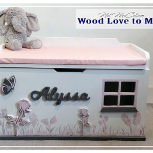 Large Personalised Toy Box, XL Wooden Seated Toy Chest, Pink Toybox, Bespoke Toy Storage, Wooden Toybox, Children's Storage Funirture image 2