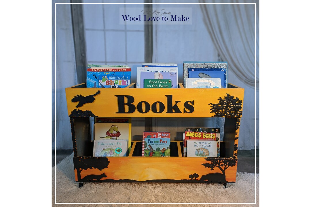 Extra Large Children's Book Bin, Personalised Animals Book Storage