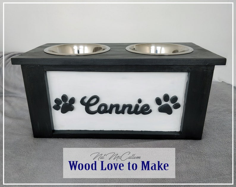 Personalised Raised Dog Feeder Pet Feeding Station Raised Etsy UK