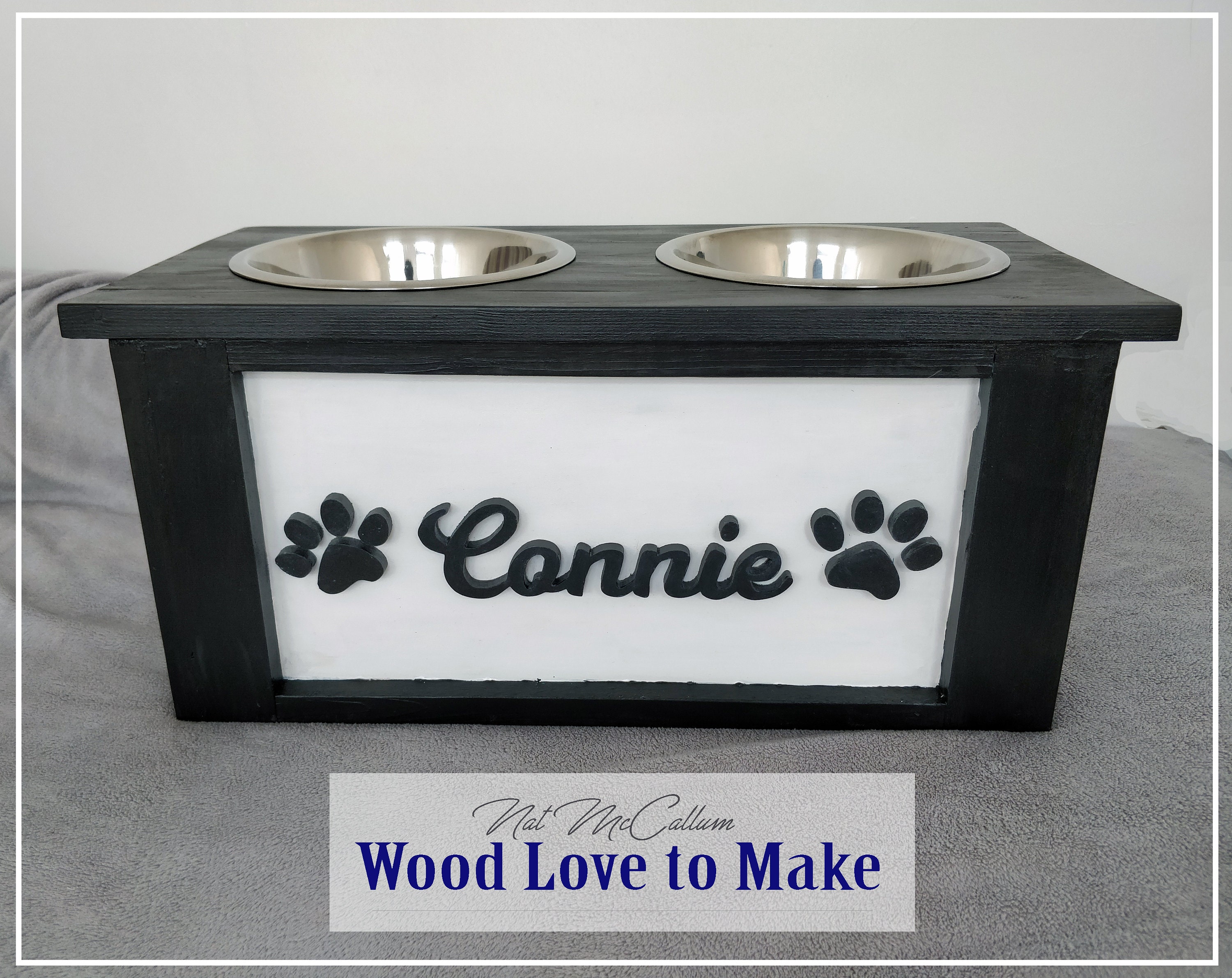 Personalised Raised Dog Feeder Pet Feeding Station Raised Etsy UK