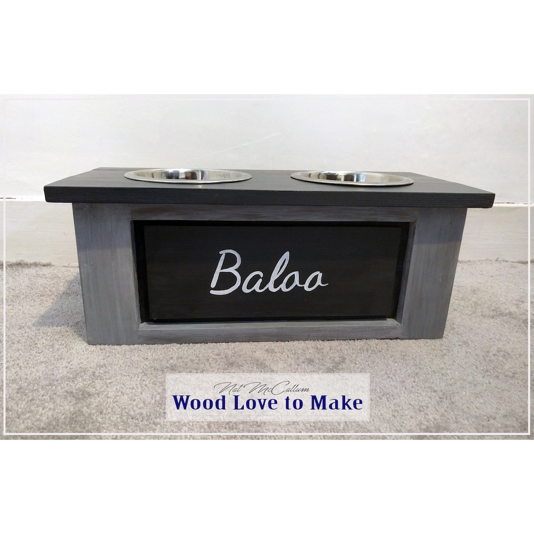 Personalised Raised Dog Feeder Pet Feeding Station Raised Cat Feeder