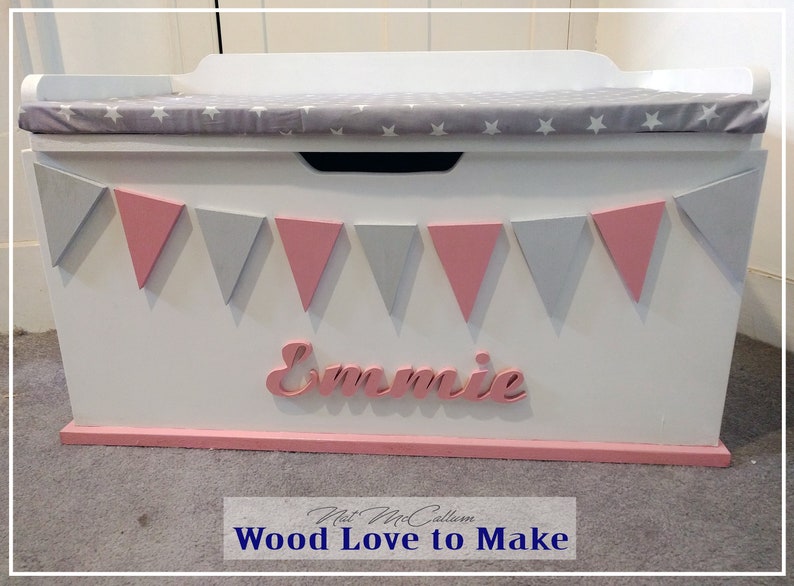 XL Personalised Wooden Toy Box Large Seated Toy Chest Pink Etsy UK