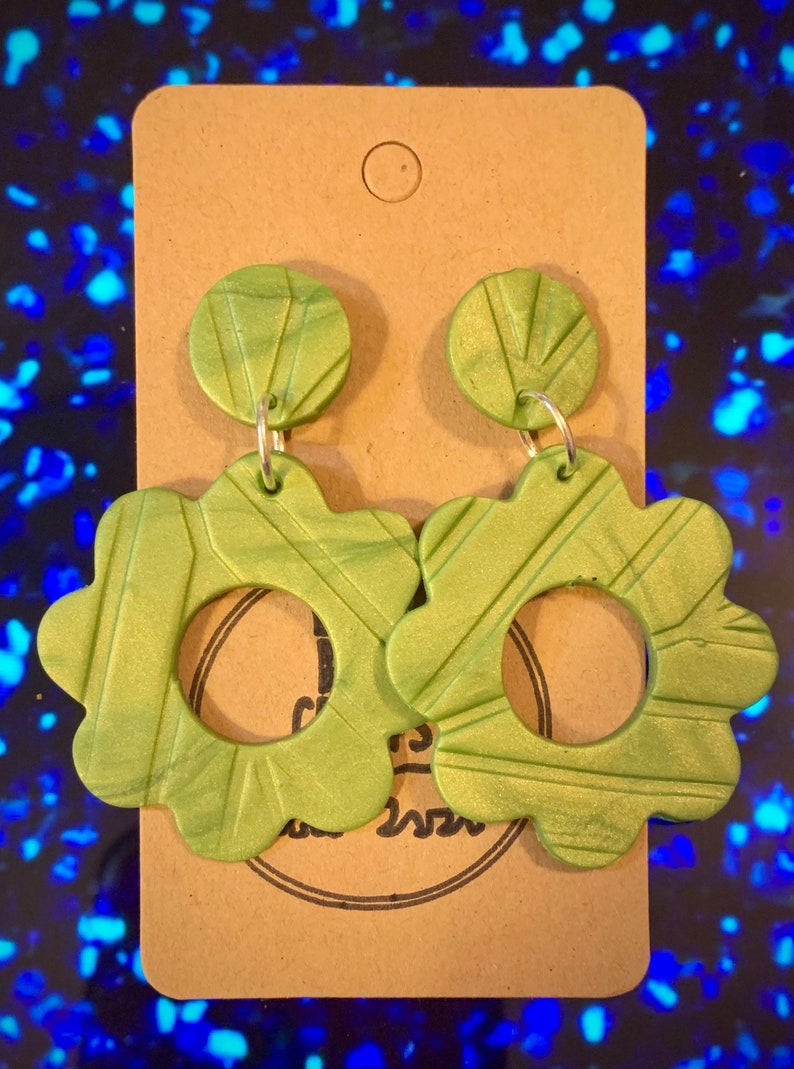Pair of Green Clay Stud Earrings Etsy