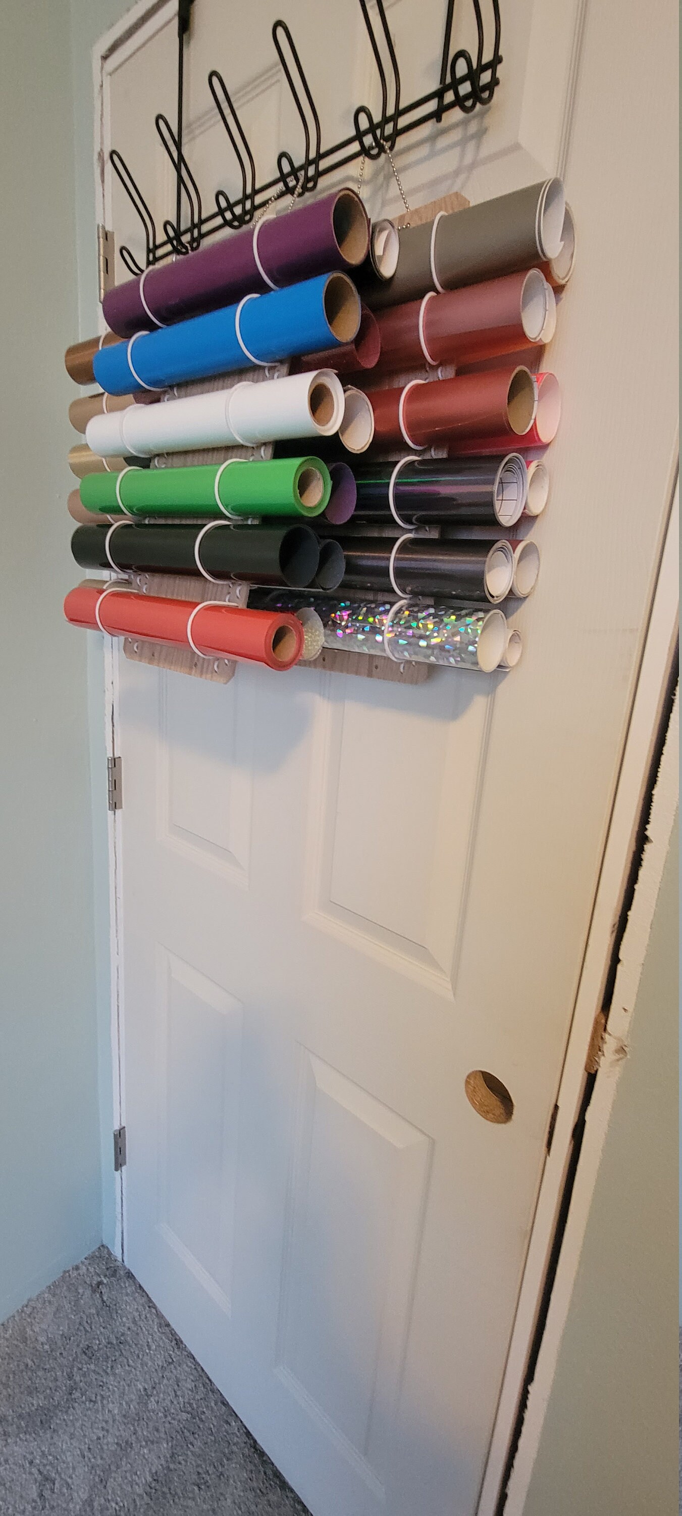 Tunnkit Grey Vinyl Roll Storage Organizer - 36 Pockets, Wall Or Door Mount - View #8