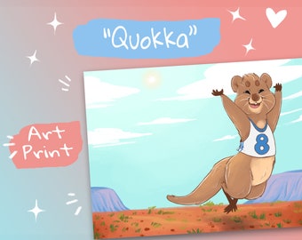 Quokka In The Australian Outback A6 Art Print Original Illustration