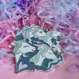 The Last Unicorn 'Once Upon An Animation' Silver Hard enamel Pin with Glitter