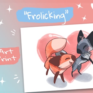 Fable and Sable A6 Print Original Artwork Illustration Cute Fox Couple Playing