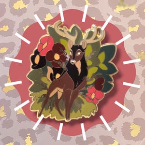 Regal Floral Deer Bambi Inspired Enamel Pin