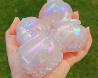 Natural Clear Quartz Pumpkin Carved Crystal Pumpkin Gemstone Pumpkin Meditation Halloween Crystal Halloween Pumpkin