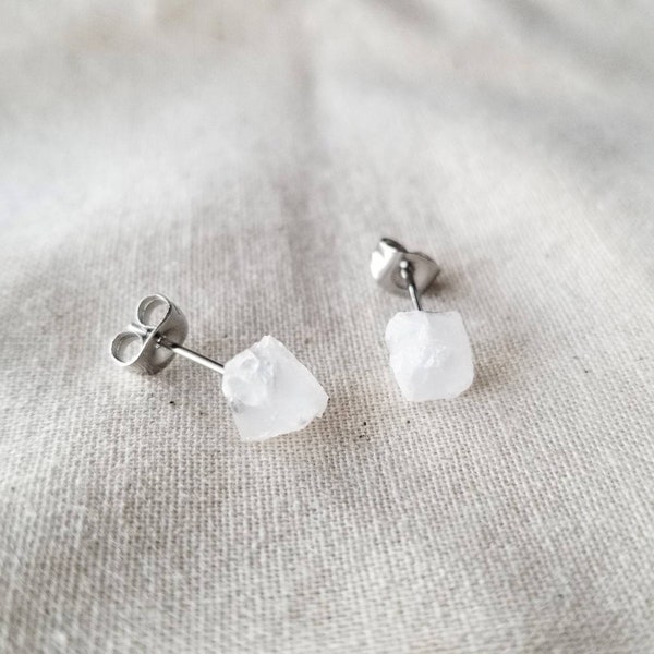 Selenite Earrings; Raw Crystal Earrings; Yoga Jewlery; Selenite Jewelry; Natural Jewelry; Minimalist Earrings; Healing Jewelry