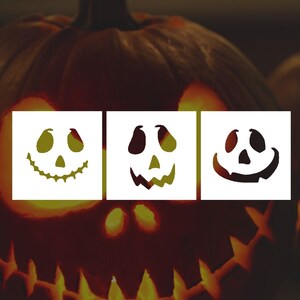 Set of 3 Pumpkin Faces Reusable Stencil Value Pack (Many Sizes)