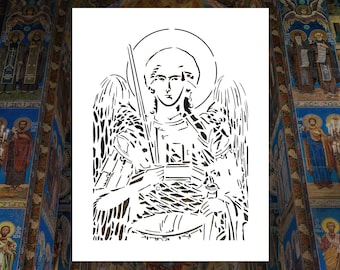 Byzantine Style Archangel Michael Reusable Stencil (Many Sizes)
