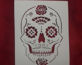 up to A4 SMALL sugar skull candy skull woman stencil 1 Choose size and thickness