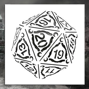 Gaming D20 Die Stencil (Many Sizes)