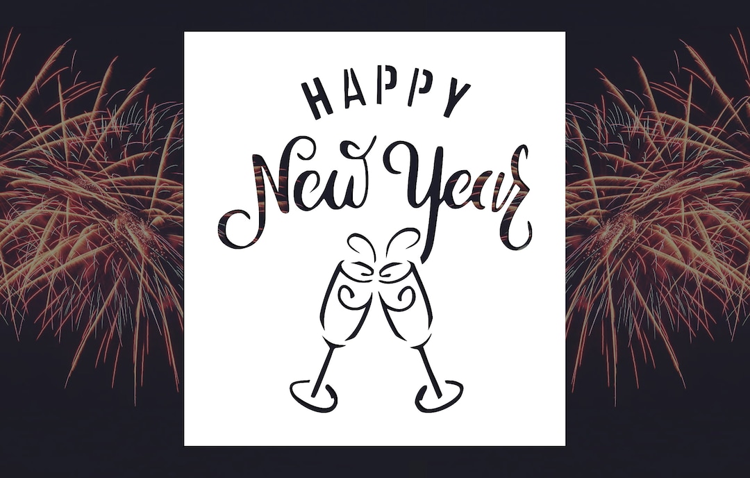 Happy New Year Reusable Stencil (many Sizes) Etsy