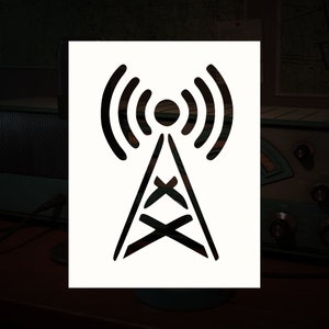 Radio Wifi Ham Cell Tower Symbol Reusable Stencil (Many Sizes)