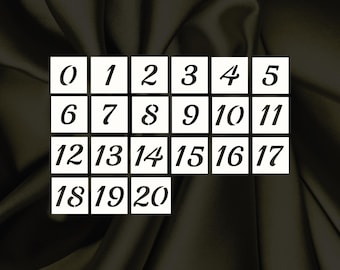 Full Set 0-20 Numbers Reusable Stencils (Many Sizes)