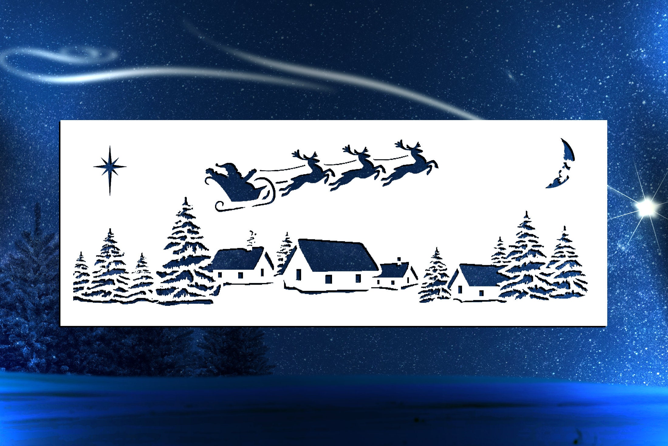 Santa Rooftop Template Santa Over Rooftops Reusable Stencil (many Sizes) - Etsy