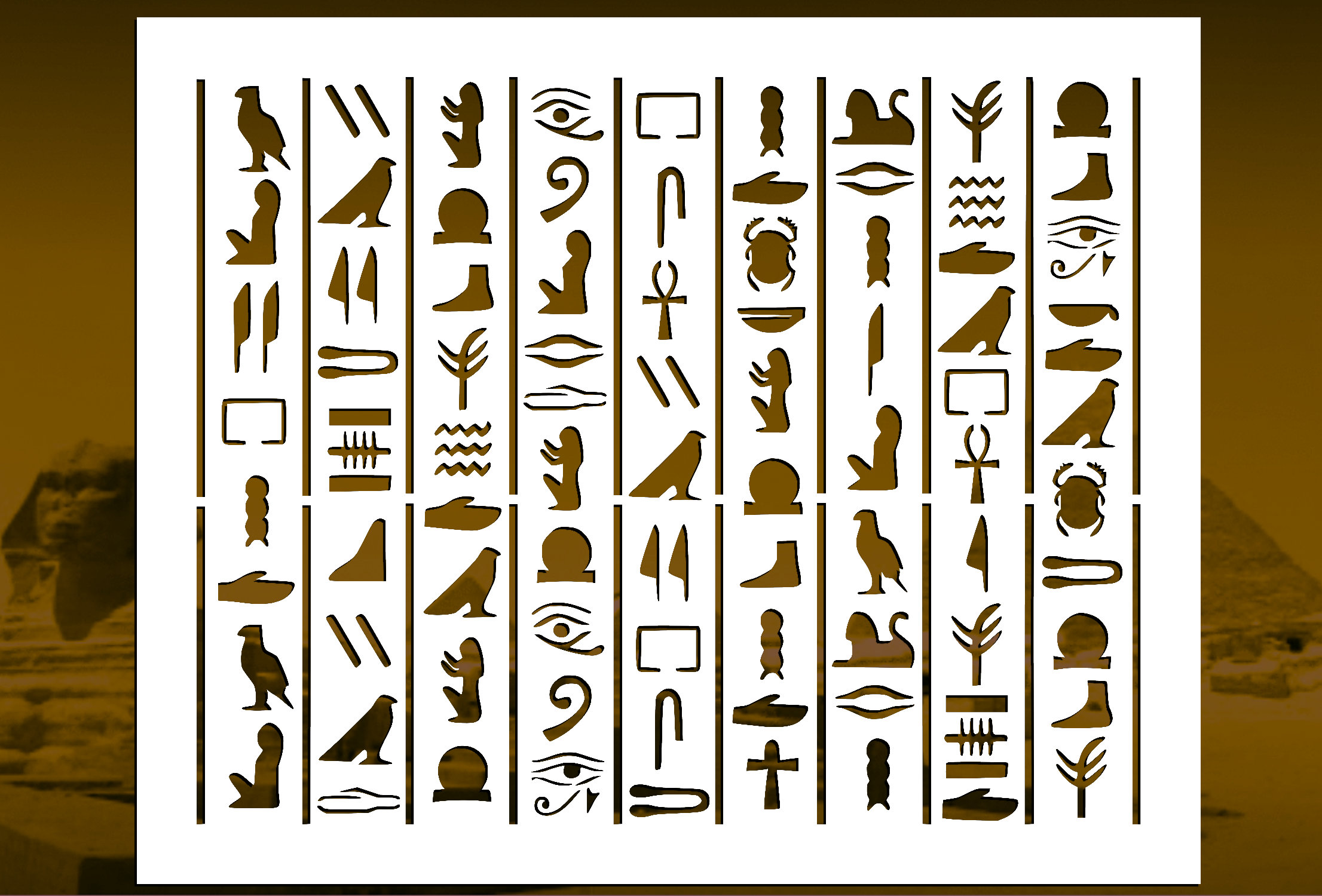 Egyptian Hieroglyphics Reusable Stencil many Sizes Etsy Australia