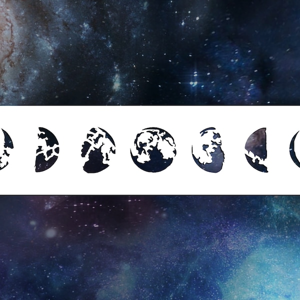 Lunar / Moon Cycle Phases Reusable Stencil (Many Sizes)