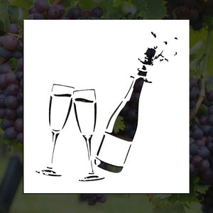 Champagne with Glasses Reusable Stencil (Many Sizes)