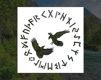 Odin's Ravens Huginn (Thought) and Muninn (Memory) Reusable Stencil (Many Sizes)