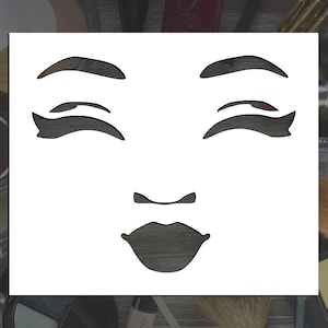 Happy Feminine Face Reusable Stencil (Many Sizes)